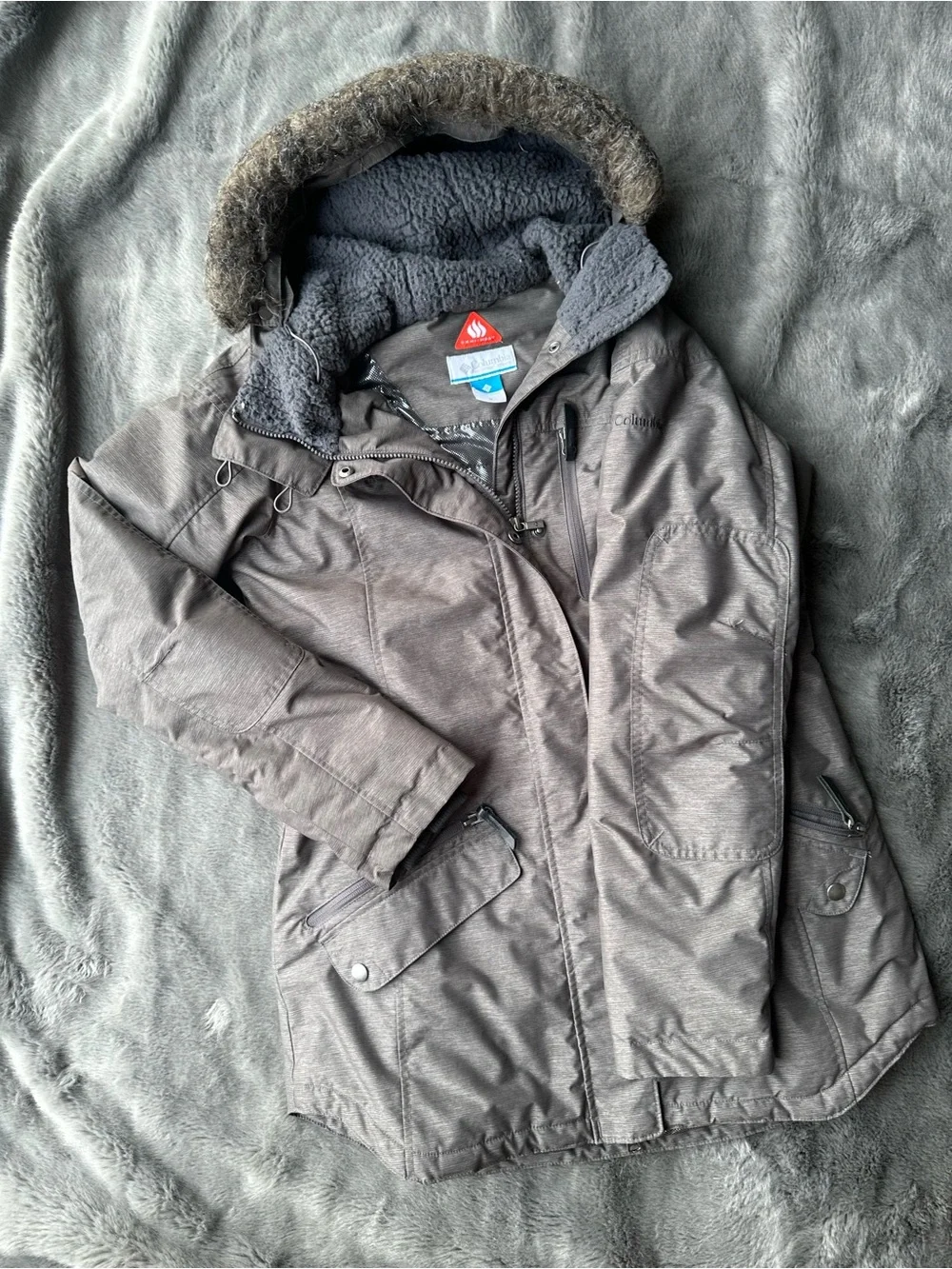 Columbia Taupe Gray Omni-Heat Jacket - Picture 1 of 4